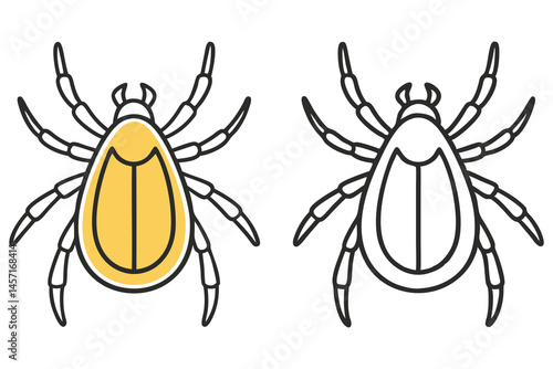 Two isolated tick illustrations display one colored in yellow against a white background