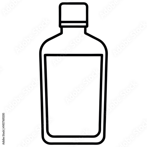Mouthwash bottle line art – minimalist vector icon for oral care on white background