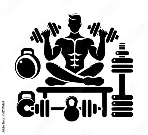 fitness and leisure icon logo black color vector white background