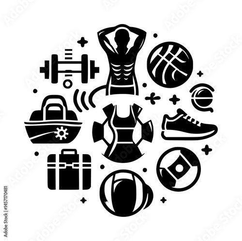 fitness and leisure icon logo black color vector white background