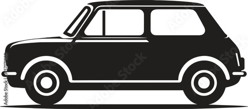 Vintage car black silhouette vector illustration isolated on white background
