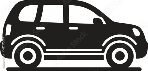 Vintage car black silhouette vector illustration isolated on white background
