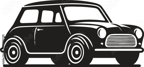 Vintage car black silhouette vector illustration isolated on white background
