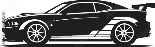 Vintage car black silhouette vector illustration isolated on white background
