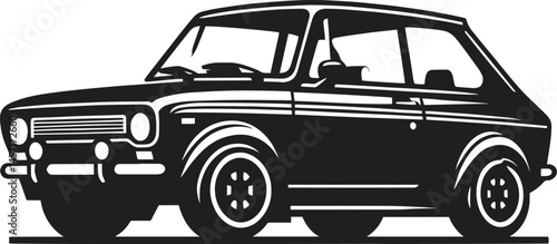 Vintage car black silhouette vector illustration isolated on white background
