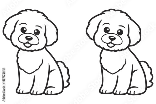 Two line art style dogs sit side by side against a transparent background
