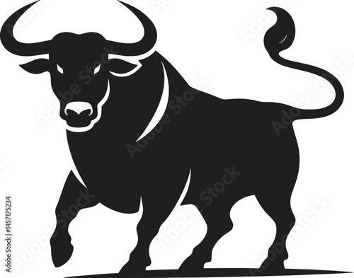 Giant bull black silhouette vector illustration isolated on white background