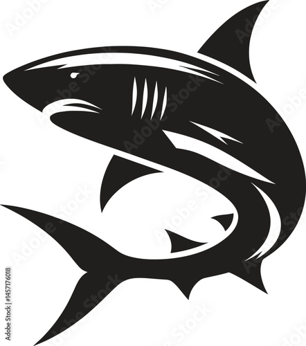 Giant shark black silhouette vector illustration isolated on white background