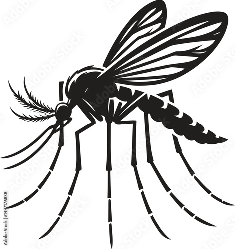 Mosquito black silhouette vector illustration isolated on white background