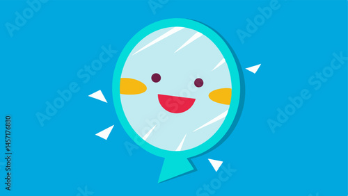 Broken Mirror Reflecting a Happy Smile A broken mirror that reflects a character smiling brightly conveying the idea of finding joy and positivity despite setbacks.