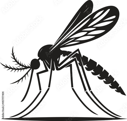 Mosquito black silhouette vector illustration isolated on white background