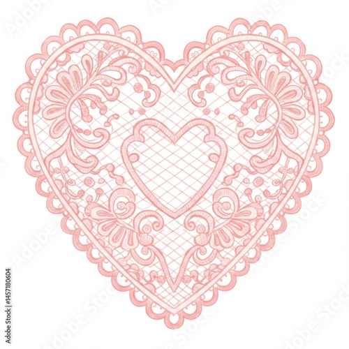 Pink Lace Heart Doily Design Romantic Vintage Pattern