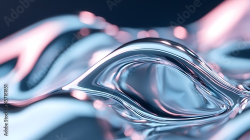 Abstract Metallic Fluid Textures with Reflective Waves and Depth in Modern Art Design