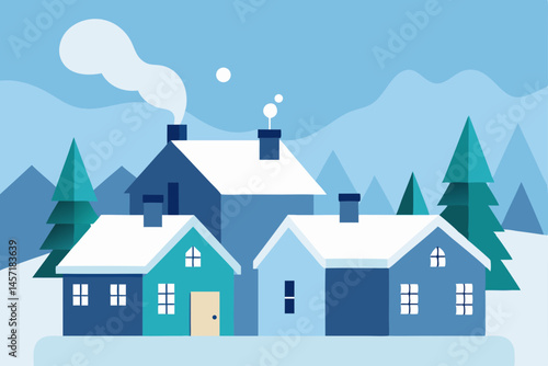 Wallpaper Mural winter landscape with house Torontodigital.ca