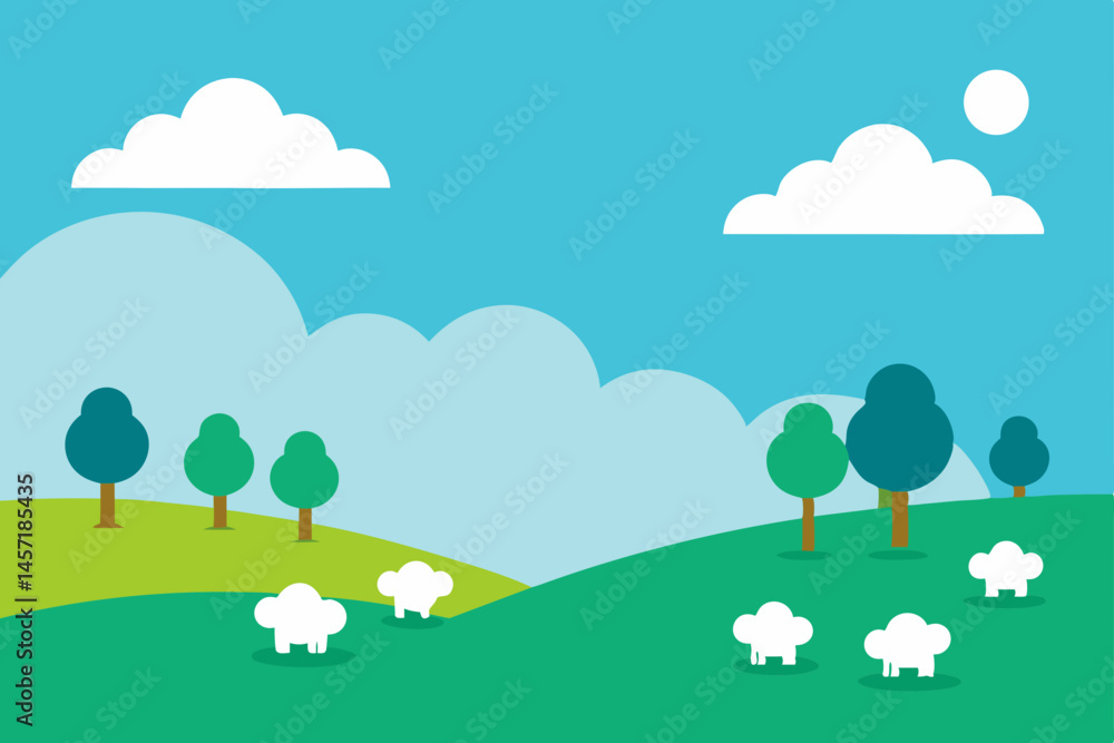 spring landscape with clouds and birds spring landscape with clouds and birds