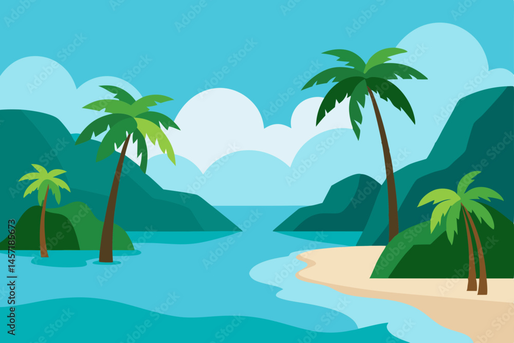 tropical beach with palm trees tropical beach with palm trees