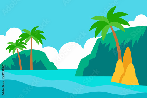 tropical island with palm trees