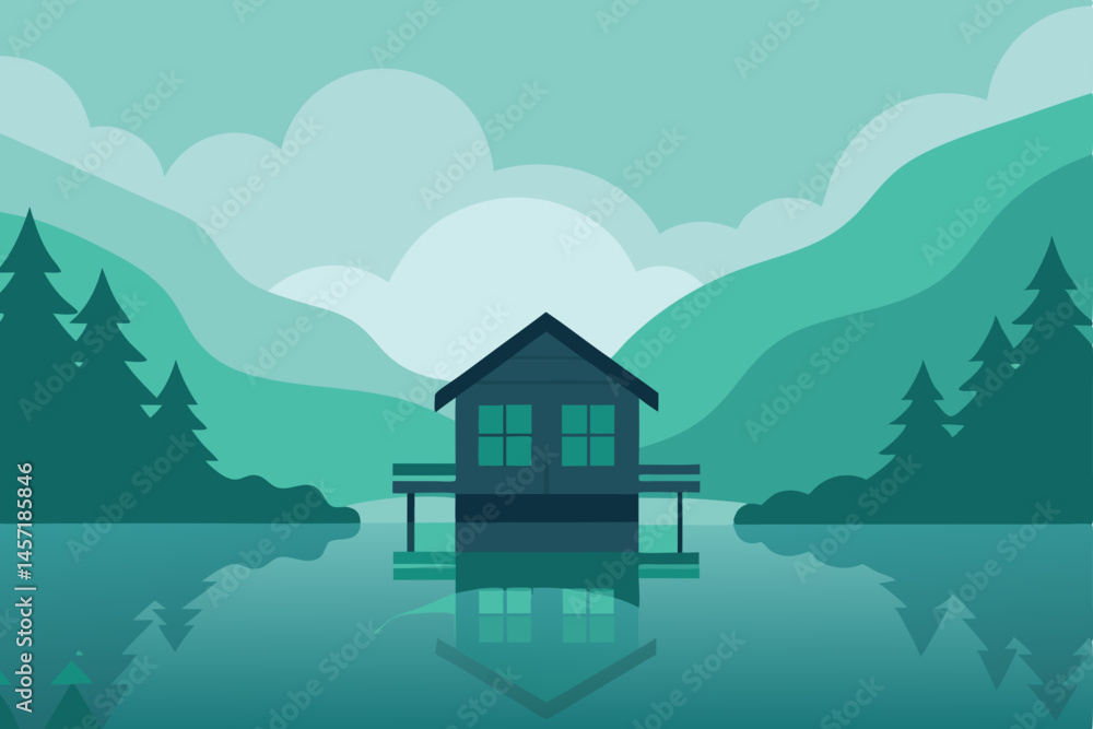 Fototapeta premium house on the lake