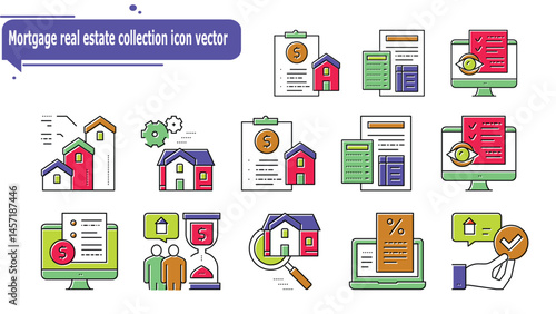 Mortgage real estate collection icon vector