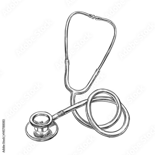 stethoscope illustration medical equipment vector line art hand drawn