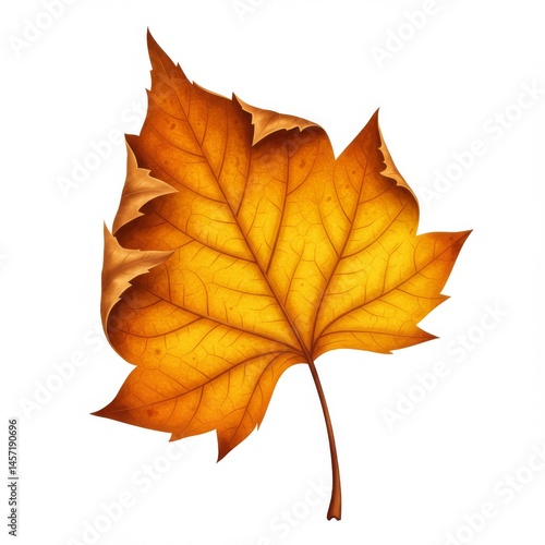 Wallpaper Mural Detailed Orange and Yellow Autumn Leaf on White Torontodigital.ca