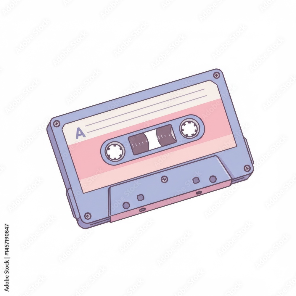 Fototapeta premium Pixel Art Pastel Cassette Tape Illustration