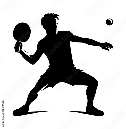 Ping Pong Player Silhouette Icon Logo