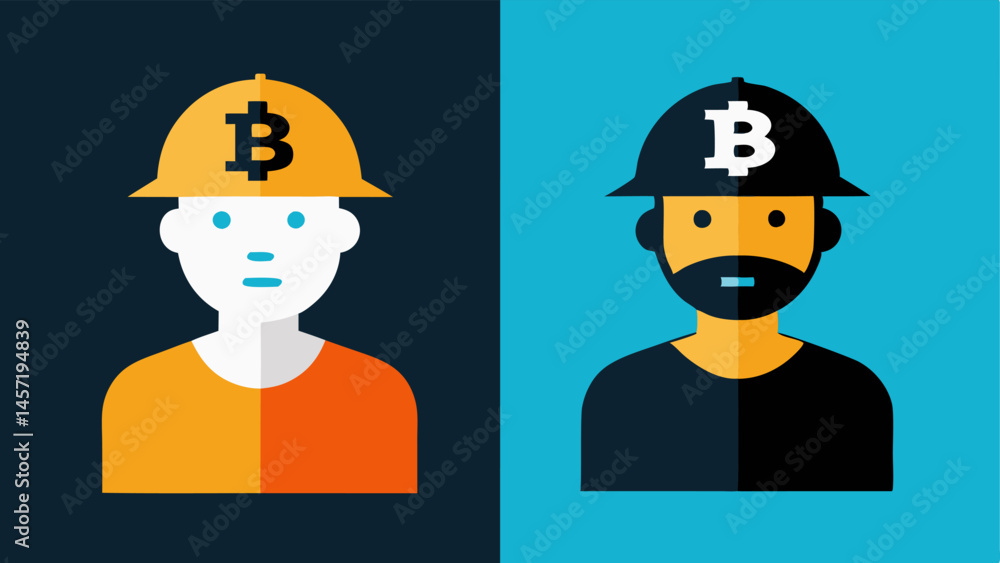 Crypto Mining Workers Two contrasting miners Crypto Mining Workers Two contrasting miners