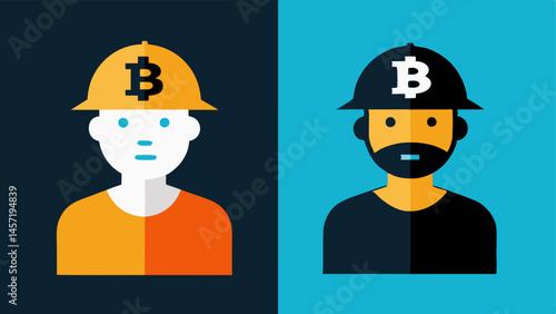 Crypto Mining Workers Two contrasting miners
