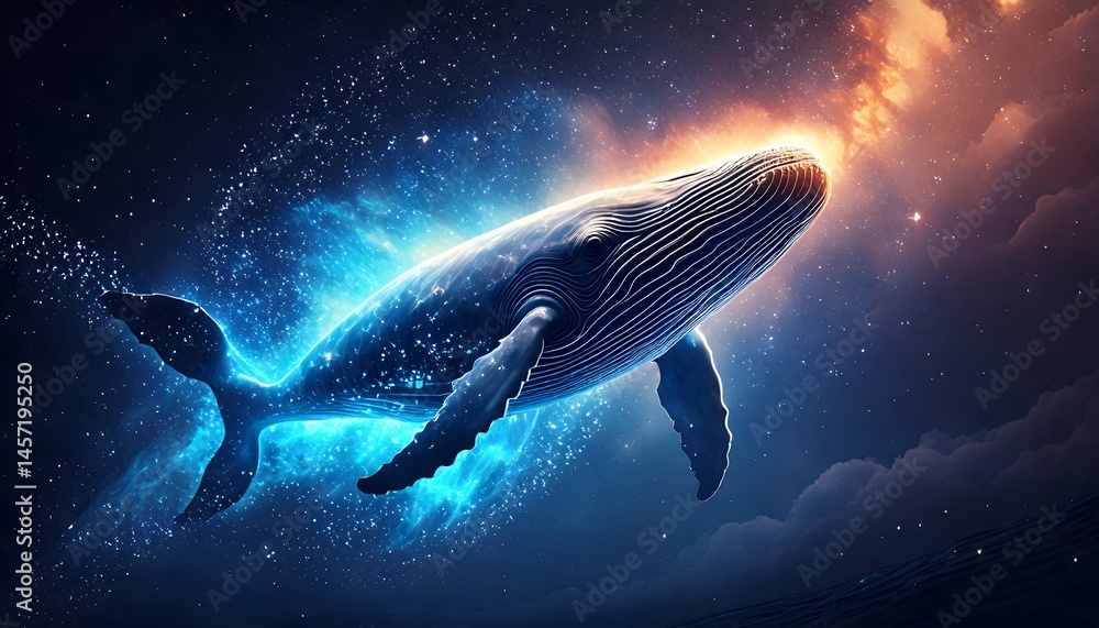 Fototapeta premium Whale in Space: Cosmic Ocean Dreams