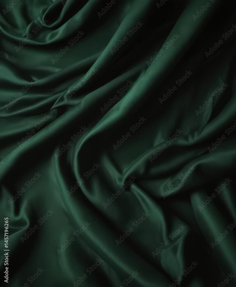 Fototapeta premium Luxurious dark green velvet, dramatic folds, opulent sheen , premium, drape, material