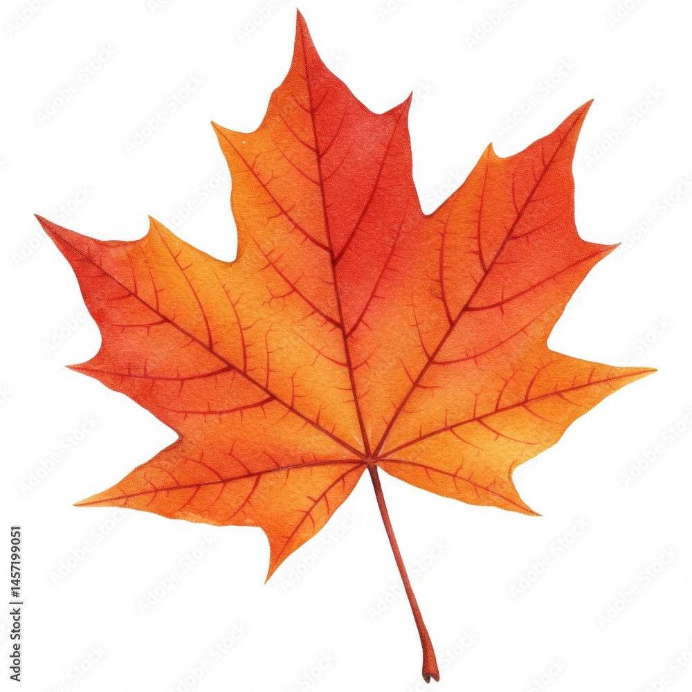 Red and Orange Maple Leaf Illustration on White Background Red and Orange Maple Leaf Illustration on White Background