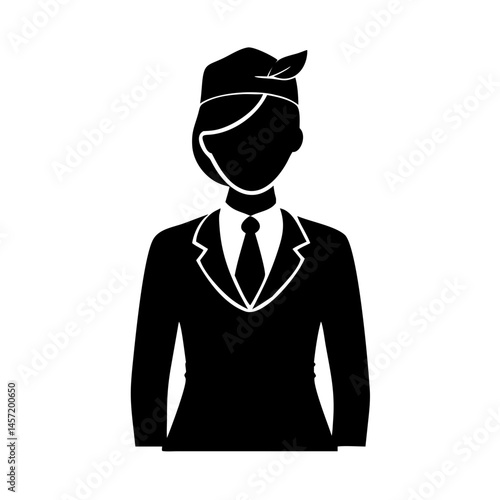 flight attendant black silhouette isolated vector illustration 
