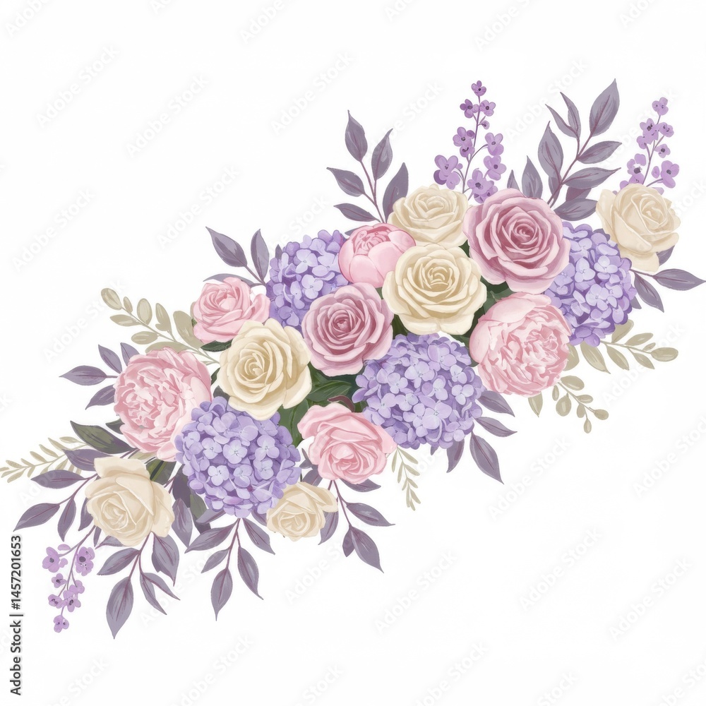 Pastel Floral Arrangement with Roses Hydrangea and Peonies Pastel Floral Arrangement with Roses Hydrangea and Peonies