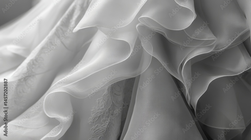 Obraz premium Premium close-up texture of luxurious wedding dress fabric