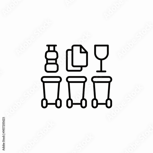 recycle bins glass paper plastic icon sign vector