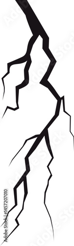 Abstract lightning or crack design on dark backdrop. Dynamic pattern suggesting force, damage or a striking visual element, cool background.
