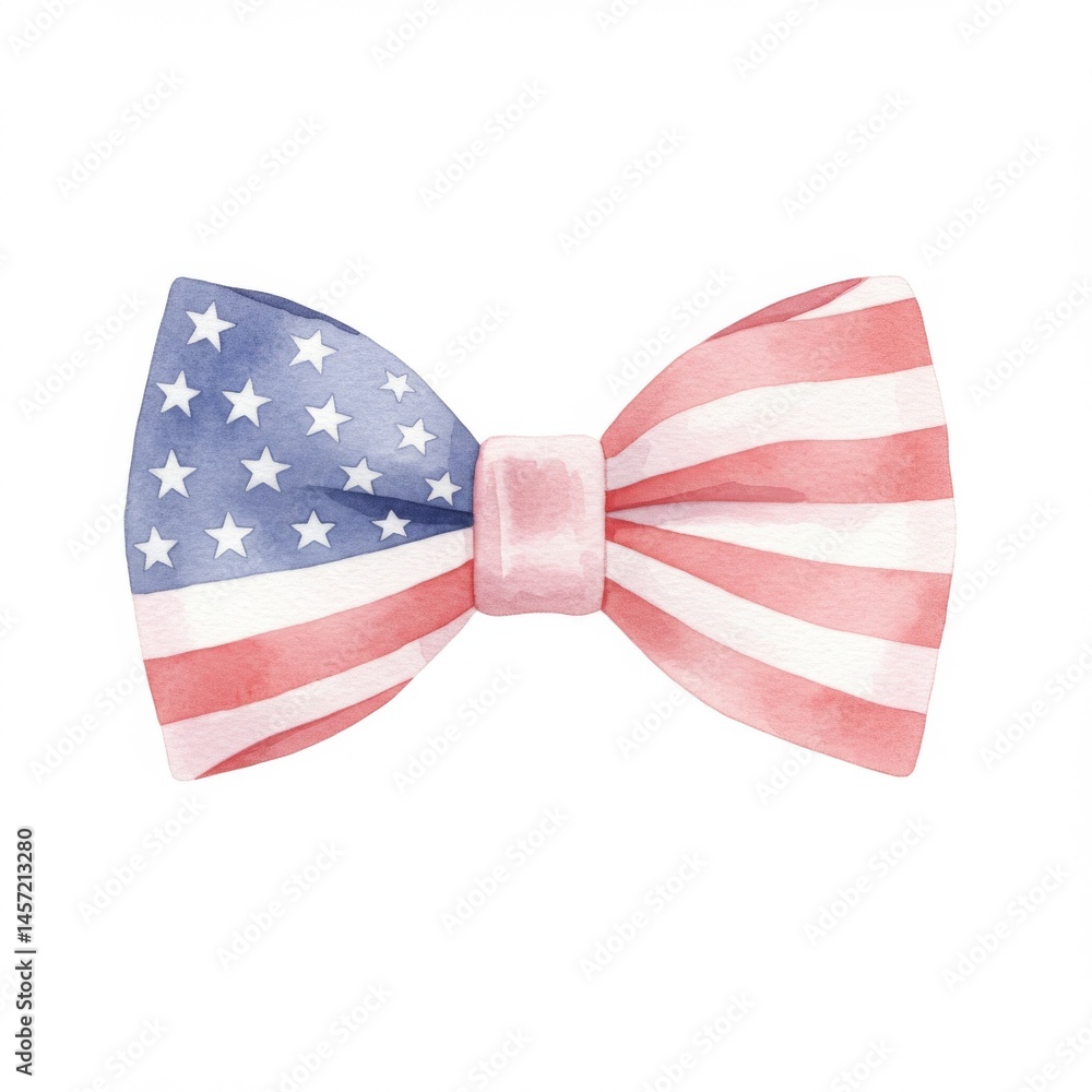 Watercolor American Flag Bow Tie Illustration Watercolor American Flag Bow Tie Illustration