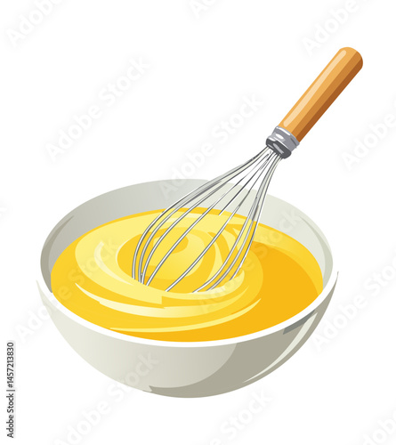 whisking egg yolks- vector illustration