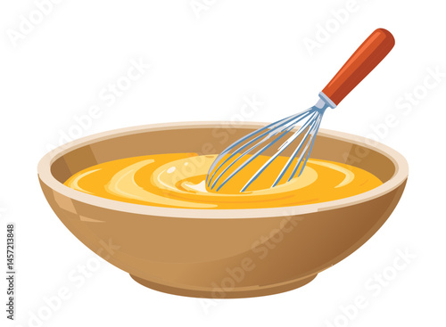 vector illustration of whisking egg yolk