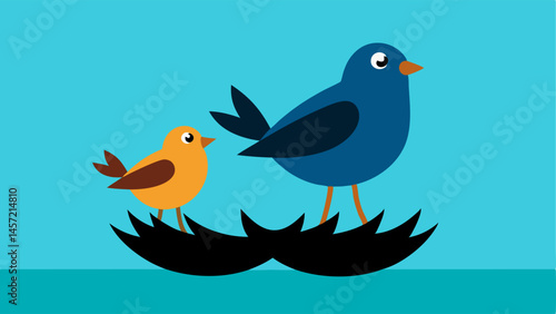 Birds Taking Flight A pair of birds on the edge of a nest one is preparing to take flight while the other watches supportively representing healthy boundaries.