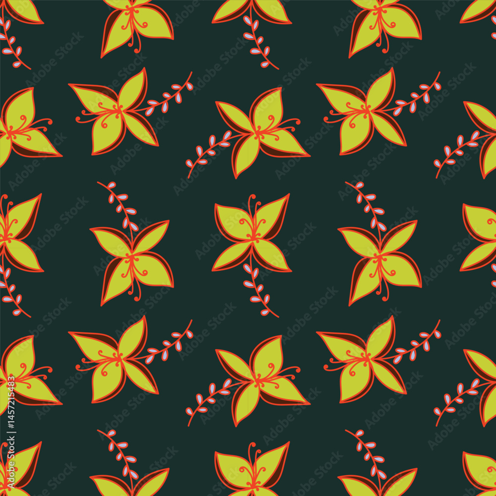 Obraz premium Cute feminine seamless watercolor pattern with little tiny wildflowers, hand drawn 