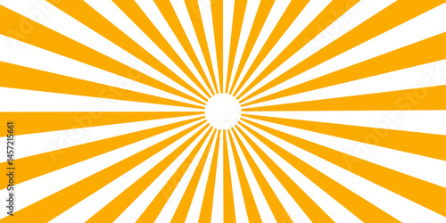 Minimal sunny sunset spotlight gradient banner for poster and cartoons background. Spiral radial striped backdrop design. Sunbeam sunrise burst illustration with spiral sunray and striped pattern