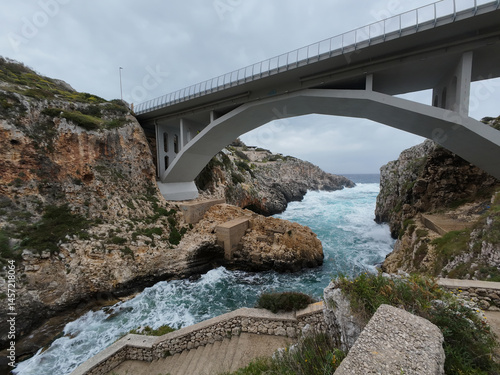 Ciolo Bridge over Adriatic sea, Italy