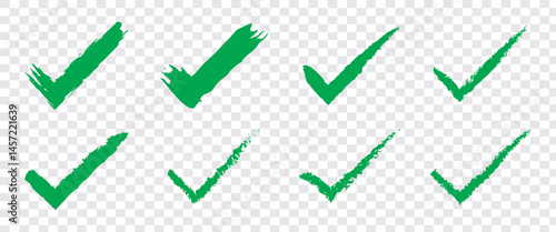 Check marks doodle set. Checkbox, checklist, tick and cross signs, v and x in sketch style. Hand drawn vector illustration isolated on white background 