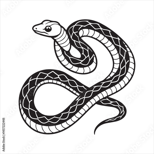 garter snake silhouette black Vector