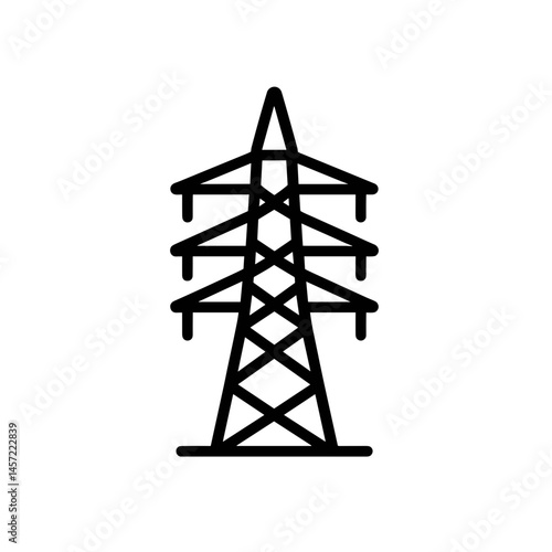 Power line tower icon in minimalistic style  on a transparent background