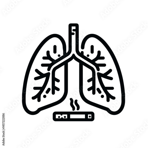 Lungs and Vape Icon Representing Smoking Effects  on a transparent background