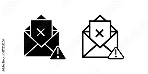 Vector line icon of an email error, typically represented with an envelope and an exclamation mark or warning symbol. This icon conveys issues such as failed delivery, email sending error, invalid add