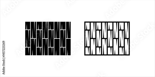 Vector line icon of parquet flooring, symbolizing wood floor tiles arranged in a geometric or herringbone pattern. Represents interior design, home renovation, construction, flooring materials, and ar